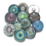 12pcs Exotic Pattern Charms 18mm Glass Snap Button DIY Bracelet Snaps KZ0364