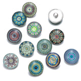 12pcs Exotic Pattern Charms 18mm Glass Snap Button DIY Bracelet Snaps KZ0364