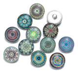 12pcs Exotic Pattern Charms 18mm Glass Snap Button DIY Bracelet Snaps KZ0364