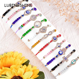 12pcs Evil Eye Charm Bracelet Set Adjustable Mal De Ojo Lucky Anklet
