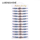 12pcs Turkey Evil Eye Hand of Fatima Charms Bracelet Resins Bead Bangle