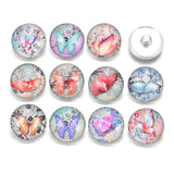 12pcs Butterfly Pattern Glass Snap Button Charms for DIY Bracelet KZ0313