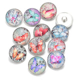 12pcs Butterfly Pattern Glass Snap Button Charms for DIY Bracelet KZ0313