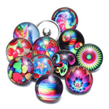 12pcs Dizziness Theme Glass Charms Snap Button Jewelry