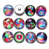 12pcs Dizziness Theme Glass Charms Snap Button Jewelry