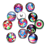 12pcs Dizziness Theme Glass Charms Snap Button Jewelry