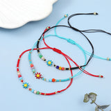 12pcs Colorful Flower Women Bead Bracelets Bohemian Adjustable Bangle Jewelry