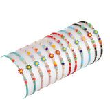 12pcs Colorful Flower Women Bead Bracelets Bohemian Adjustable Bangle Jewelry