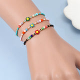 12pcs Colorful Flower Women Bead Bracelets Bohemian Adjustable Bangle Jewelry