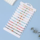 12pcs Colorful Flower Women Bead Bracelets Bohemian Adjustable Bangle Jewelry