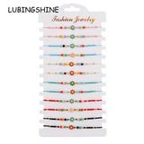 12pcs Colorful Flower Women Bead Bracelets Bohemian Adjustable Bangle Jewelry