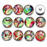 12pcs Painting Themes Glass Charms 18mm Snap Button Jewelry KZ0670