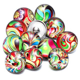 12pcs Painting Themes Glass Charms 18mm Snap Button Jewelry KZ0670