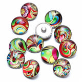 12pcs Painting Themes Glass Charms 18mm Snap Button Jewelry KZ0670