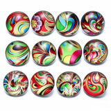 12pcs Painting Themes Glass Charms 18mm Snap Button Jewelry KZ0670