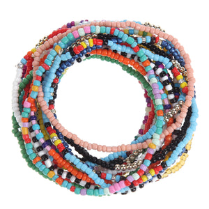 12pcs Colorful Seed Beads Charm Bracelets Women Rainbow Anklet