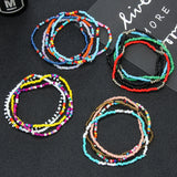 12pcs Colorful Seed Beads Charm Bracelets Women Rainbow Anklet