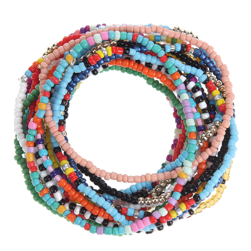 12pcs Colorful Seed Beads Charm Bracelets Women Rainbow Anklet