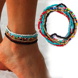 12pcs Colorful Seed Beads Charm Bracelets Women Rainbow Anklet