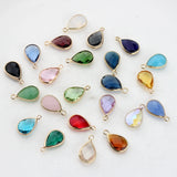 12pcs Crystal Birthstone Water Drop Charms for Glass Memory Locket DIY