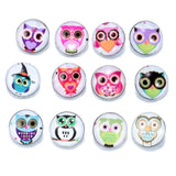 12pcs Owl Pattern Glass Snap Button Charms DIY Bracelet 18mm Snaps Jewelry