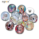 12pcs Dog Cibotium Barometz Glass Snap Button Fit Bracelet Snaps KZ0370