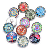 12pcs Exotic Pattern Glass Snap Button Charms for DIY Bracelet Jewelry
