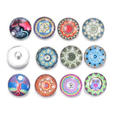 12pcs Exotic Pattern Glass Snap Button Charms for DIY Bracelet Jewelry