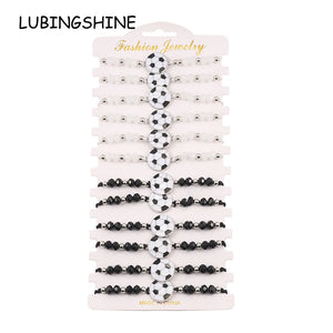 12pcs Football Sports Bracelets Youth Style Adjustable Braided Rope Cuffs