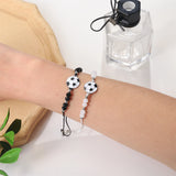 12pcs Football Sports Bracelets Youth Style Adjustable Braided Rope Cuffs