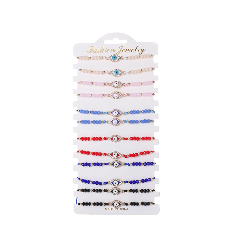 Evil Eye Elastic Bracelet Hand Braided Beaded Adjustable Mal De Ojo Bracelet
