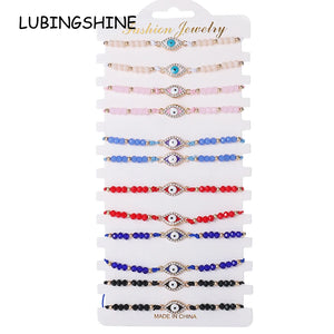 Evil Eye Elastic Bracelet Hand Braided Beaded Adjustable Mal De Ojo Bracelet