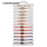 12pcs Fatima Hand Charm Bracelet Set for Women Couples Girl Seed Bead Jewelry