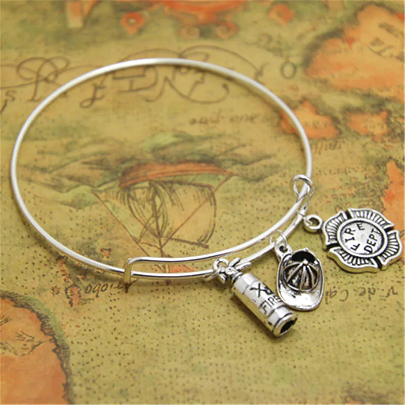 Fire Department bracelet Firefighter Charm bangles Firefighter Jewelry