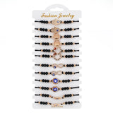 12pcs Woven Rope Chain Bracelet Set Crown Charms Crystal Beads for Women