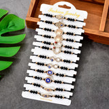 12pcs Woven Rope Chain Bracelet Set Crown Charms Crystal Beads for Women
