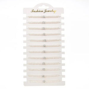12pcs Woven Rope Chain Pearls Bracelet Set for Women Jewelry