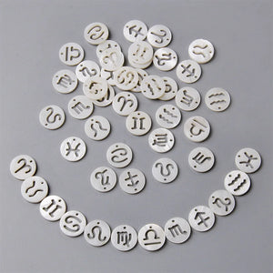 12pcs Zodiac Mother Of Pearl Shell Charms for Necklace DIY