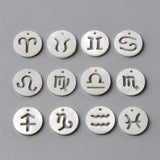12pcs Zodiac Mother Of Pearl Shell Charms for Necklace DIY