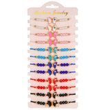 Woven Rope Chain Bracelet Heart Buttfly Eye Crystal Beads Cuff Jewelry