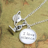 12pcs I Love Science Necklace Chemistry Biology Jewelry Scientist
