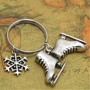 12pcs Ice Skate Keychain Snowflake Charm Winter Jewelry