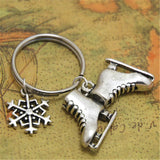 12pcs Ice Skate Keychain Snowflake Charm Winter Jewelry
