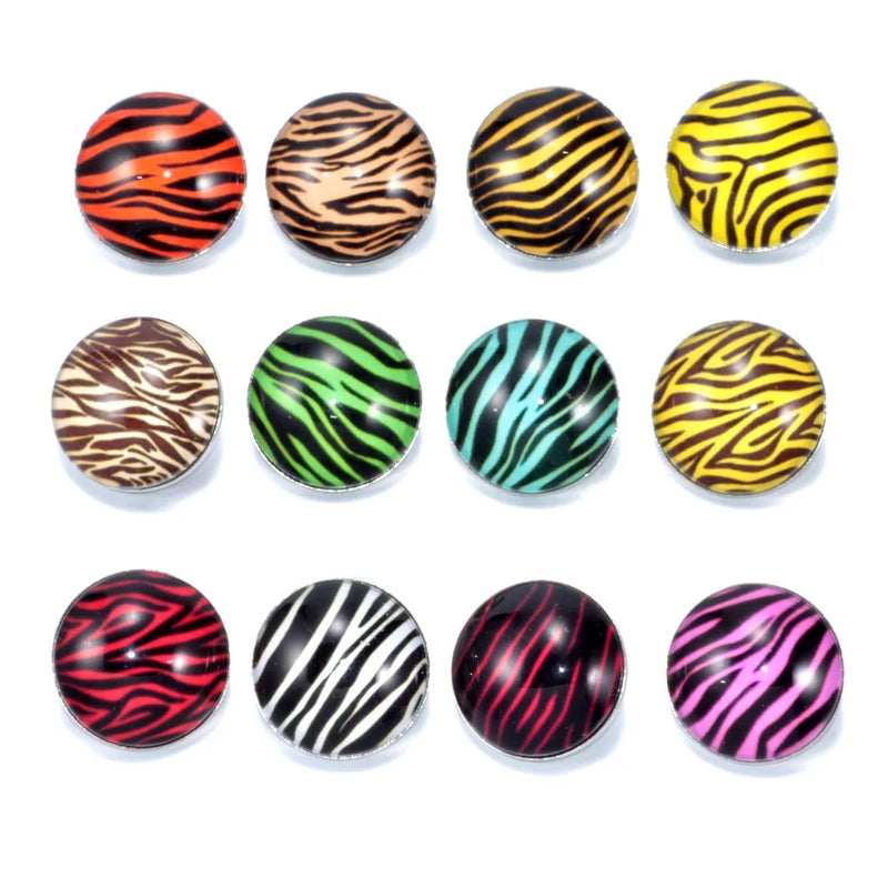 12pcs Leopard Pattern Charms 18mm Snap Button DIY Bracelet Jewelry KZ0181