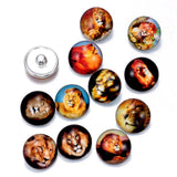 12pcs Lion Pattern Charms 18mm Glass Snap Button DIY Charms Bracelet KZ0192