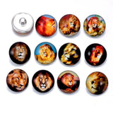 12pcs Lion Pattern Charms 18mm Glass Snap Button DIY Charms Bracelet KZ0192