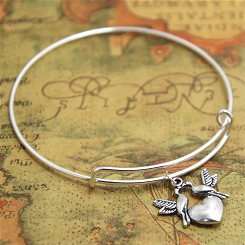 12pcs Love Bird Bracelet Charm Bangles Adjustable Love Bird Jewelry