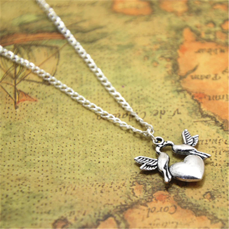 12pcs Love Bird Necklace Charm Pendant Jewelry
