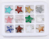 12pcs Crystal Tiger Eyes Star Charms Pendants Necklace Gift MN502