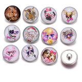 12pcs Cute Animal Glass Snap Button Charms for DIY Bracelet